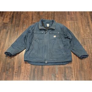 Vtg Carhartt Quick Duck Insulated Mens 2XL Blue Thinsulate Workwear‎ Coat Faded